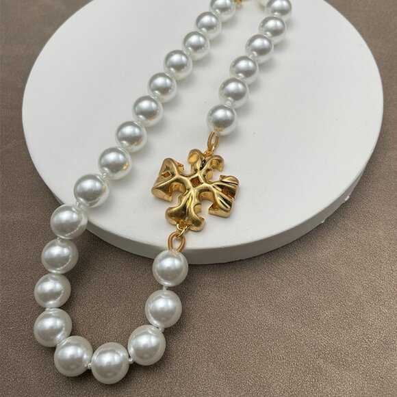 Tory Burch Roxanne Pearl Necklace Gold/ Ivory OS - Picture 8 of 8